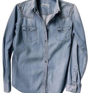 GAP Blue Denim Shirt with Metal Accents